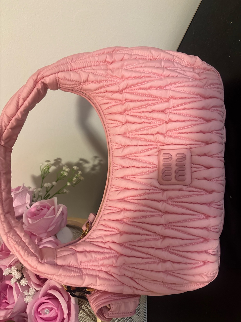 Miu Miu Soft Pink Quilted Shoulder Hobo